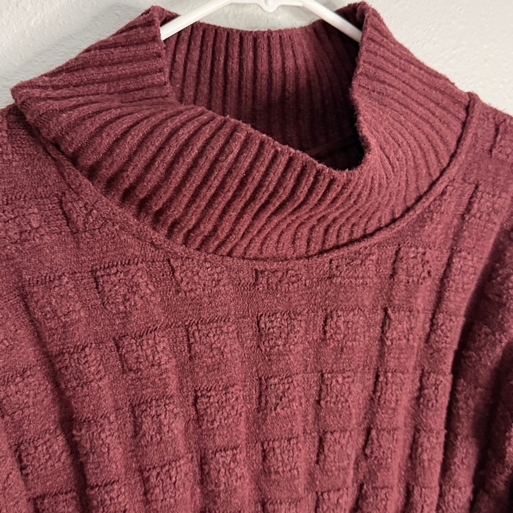 Free People | Care Soul Searcher Mock Neck Sweater | Wine Heather Small - Picture 3 of 7
